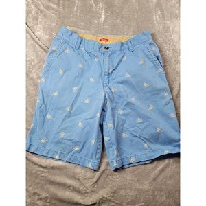 Izod Mens Chino Shorts Size 32 Blue‎ 100% Cotton Sail Boat, sailing, beach